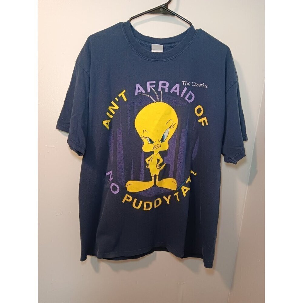 Vintage Tweety Bird Shirt Big XL Aint Afraid Of No Puddy Tat 1996 Looney Tunes